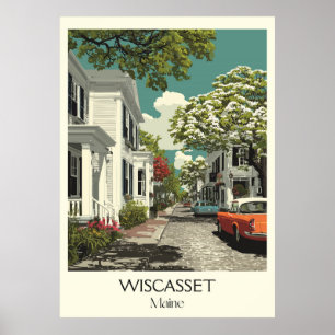 Wiscasset Maine Vintag Historic Street Art Poster