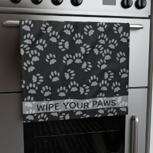 Wischen Sie Ihre Paws Schwarze Katze Paw Print Kit Geschirrtuch