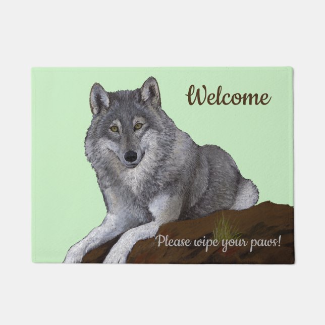 Wischen Sie Ihre Paws Wolf Fußmatte (Vorderseite)