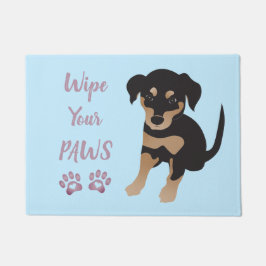 Wischen Sie Ihre Pfoten Niedlichen Welpen Blau Lil Fußmatte