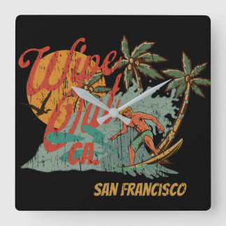 Wischen Sie Surf California Vintag Retro-T - Shirt Quadratische Wanduhr