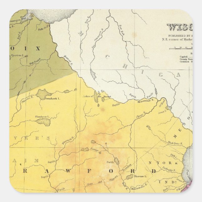 Wisconsin 4 quadratischer aufkleber (Vorderseite)