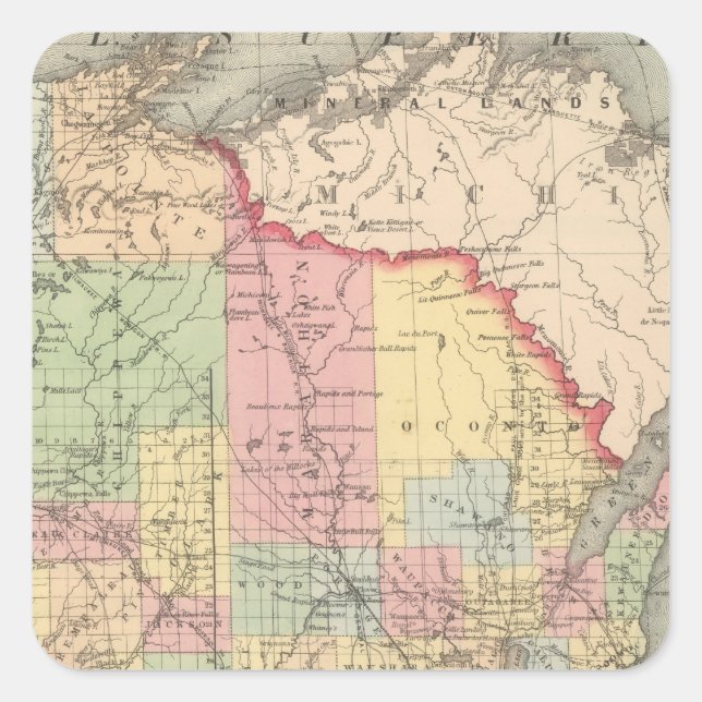 Wisconsin 7 quadratischer aufkleber (Vorderseite)