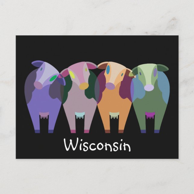 Wisconsin Abstrakte Kühe Postkarte (Vorderseite)
