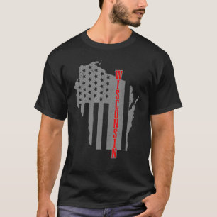 Wisconsin American Flag Map Prio Patriotic 4. T-Shirt