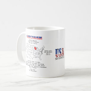 Wisconsin American Staat auf einer Karte und nützl Kaffeetasse