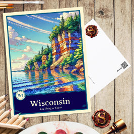 Wisconsin | Anime Style Cel Schattenkarte Postkarte