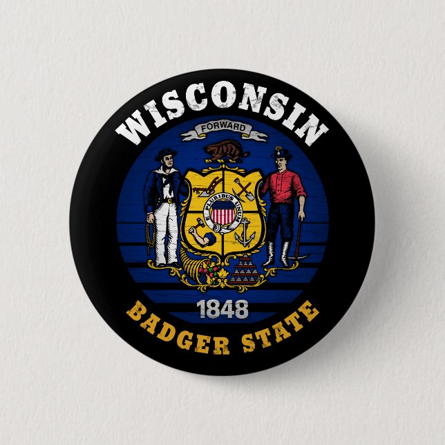 WISCONSIN BADGER STAAT FLAG BUTTON (Vorderseite)
