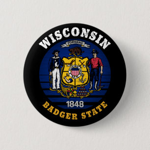 WISCONSIN BADGER STAAT FLAG BUTTON
