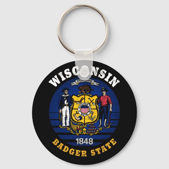 WISCONSIN BADGER STAAT FLAG SCHLÜSSELANHÄNGER (Vorderseite)