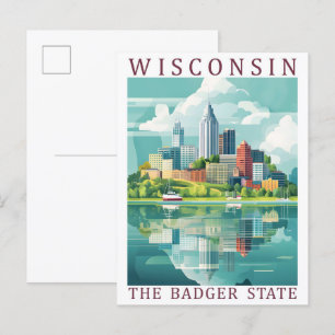Wisconsin, Badger Staat USA Travel Place Postkarte