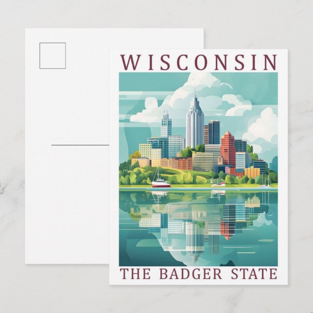 Wisconsin, Badger Staat USA Travel Place Postkarte (Vorne/Hinten)