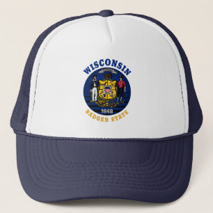 WISCONSIN BADGER STATE FLAG TRUCKER HÜTTE TRUCKERKAPPE