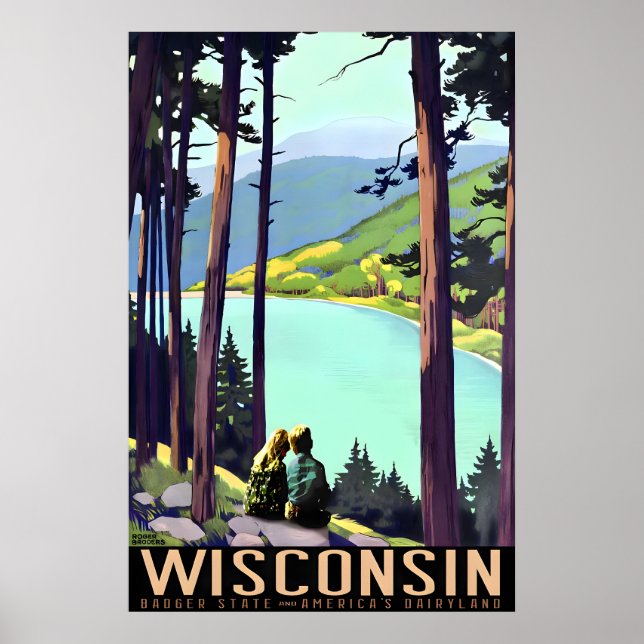 Wisconsin Badger State Junge und Mädchen Reiseplak Poster (Vorne)