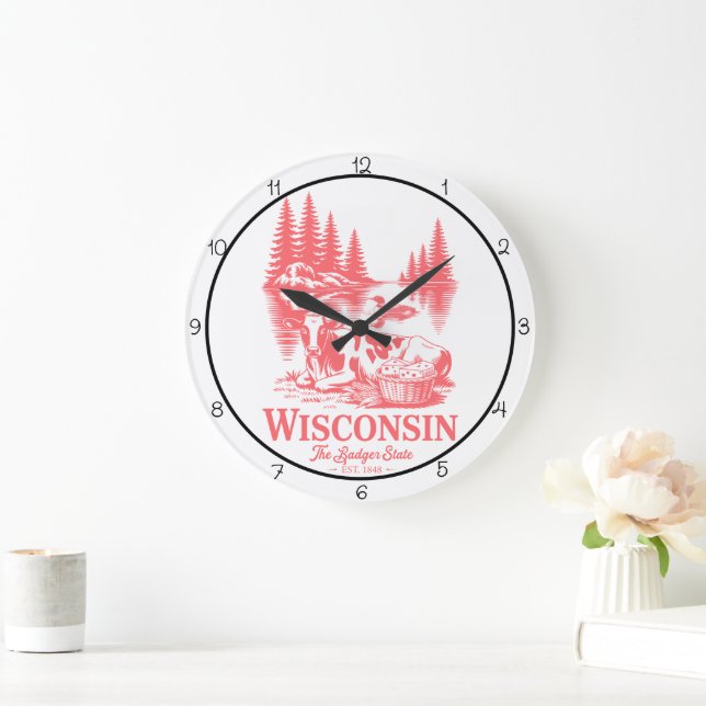 Wisconsin Badger State Kuh  Große Wanduhr (Zuhause)