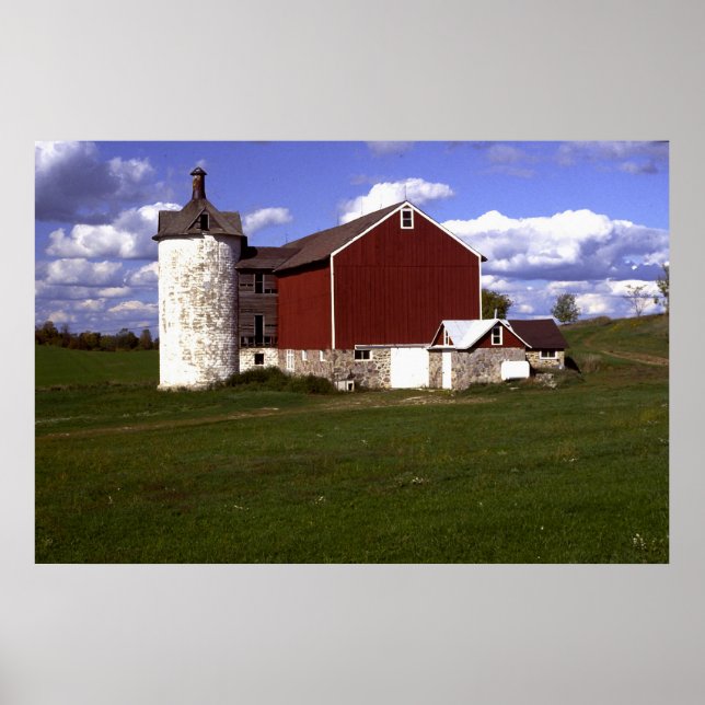 Wisconsin Barn mit Brick Silo Poster (Vorne)