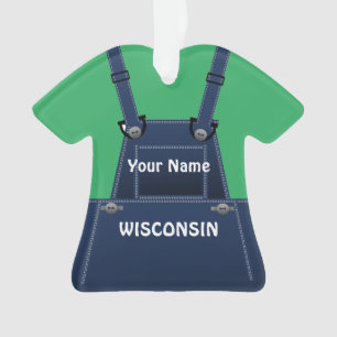 Wisconsin Bauer Bib Overalls Custom Christmas Ornament
