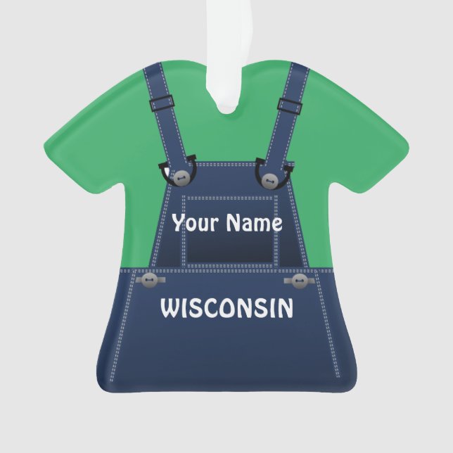 Wisconsin Bauer Bib Overalls Custom Christmas Ornament (Vorderseite)