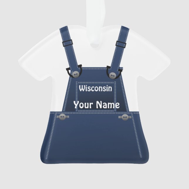 Wisconsin Bauer Bib Overalls Weihnachten Ornament (Vorderseite)