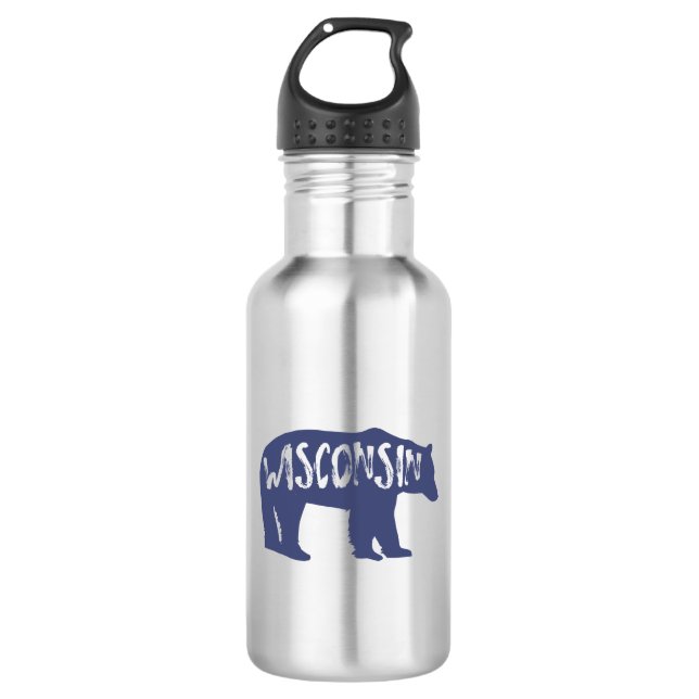 Wisconsin Bear Edelstahlflasche (Vorderseite)