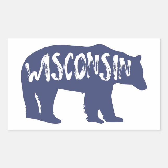 Wisconsin Bear Rechteckiger Aufkleber (Vorderseite)