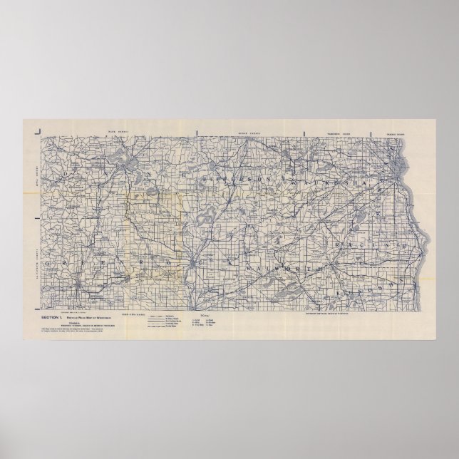 Wisconsin Bicycle Road Map 5 Poster (Vorne)