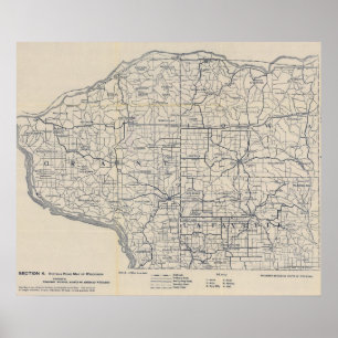 Wisconsin Bicycle Road Map 8 Poster