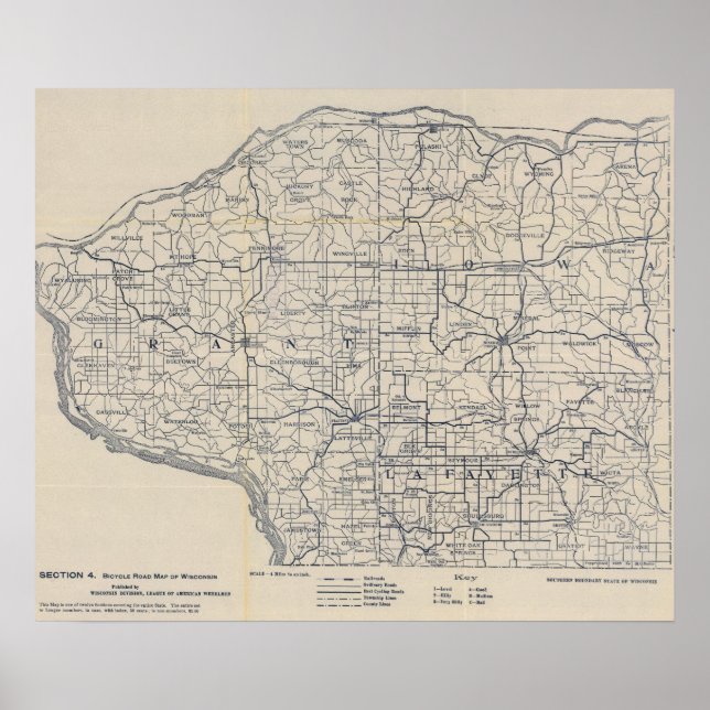 Wisconsin Bicycle Road Map 8 Poster (Vorne)