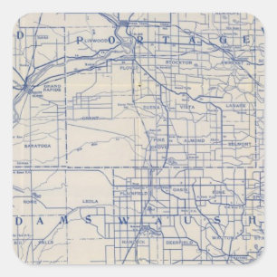 Wisconsin Bicycle Road Map Quadratischer Aufkleber