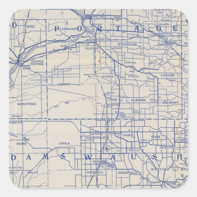 Wisconsin Bicycle Road Map Quadratischer Aufkleber (Vorderseite)