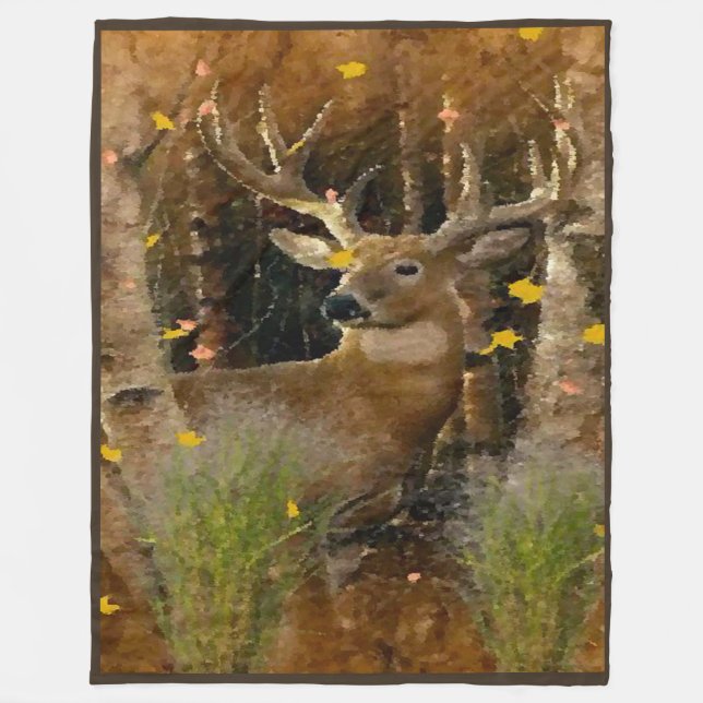 Wisconsin Big Buck Whitetail Deer Signature Fleecedecke (Vorderseite)