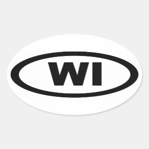 Wisconsin - Blatt von 4 ovalen Autoaufklebern Ovaler Aufkleber