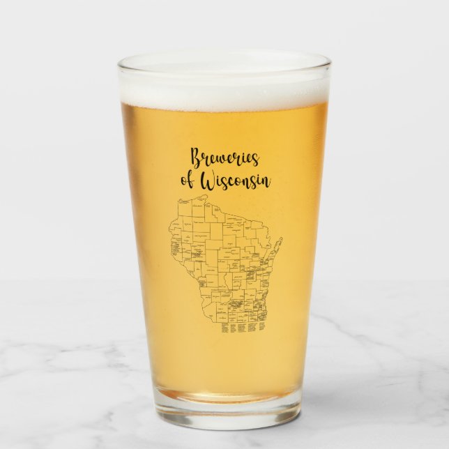 Wisconsin Brewery Themed Beer Glass Glas (Vorne (Gefüllt))