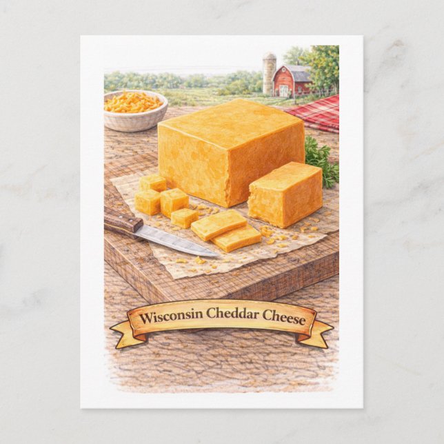 Wisconsin Cheddar Cheese (American Food Series) Postkarte (Vorderseite)