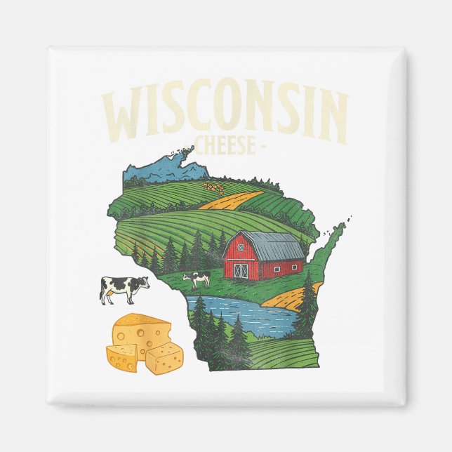 Wisconsin Cheese State Pride Farm Dairy Lover Gift Magnet (Vorne)