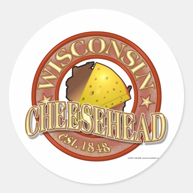 Wisconsin Cheesehead Siegel Runder Aufkleber (Vorderseite)