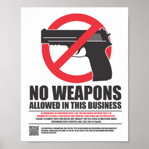 Wisconsin Concealed Carry Sign - Business Poster