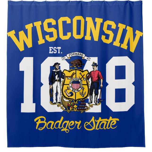 Wisconsin-Dachs-Staats-Flagge Duschvorhang (Vorderseite)