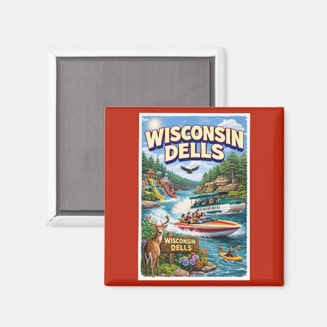 Wisconsin Dells Abenteuer – Wasserparks und Ducks Magnet (Vorderseite/Rückseite)