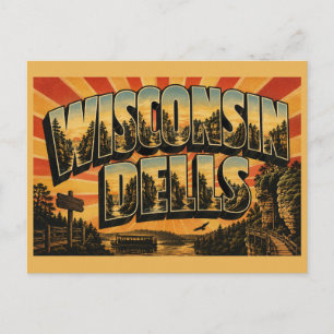 Wisconsin Dells Schlucht Fluss Wald Kunst Postkarte