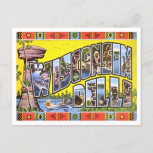 Wisconsin Dells Vintag Big Letters Postcard Postkarte
