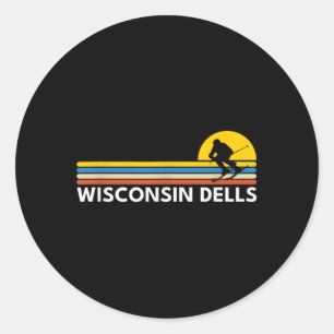 Wisconsin Dells Vintage Retro-Souvenirs Skifahren Runder Aufkleber