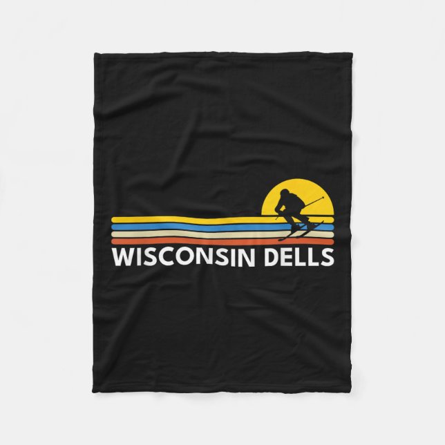 Wisconsin Dells Vintage Retro Souvenirs Skiing  Fleecedecke (Vorderseite)