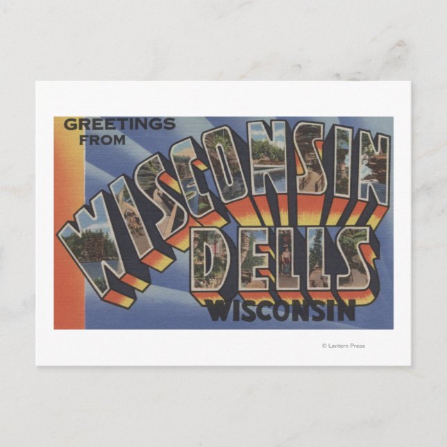 Wisconsin Dells, Wisconsin - Große Buchstabenszene Postkarte (Vorderseite)