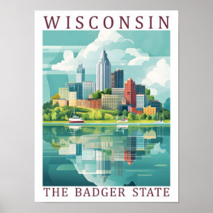 Wisconsin, der Badger-Staat, USA Reiseort Poster
