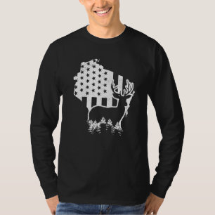 Wisconsin-Elchjagd-Staatskarte US-Flagge Patriotis T-Shirt