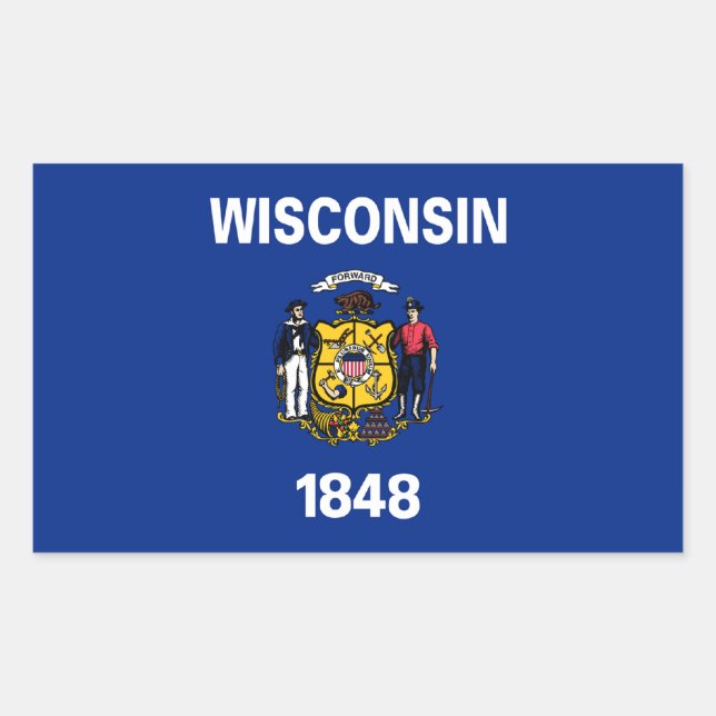 Wisconsin-Flag-Aufkleber Rechteckiger Aufkleber (Vorderseite)
