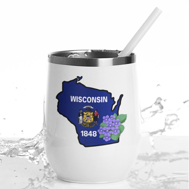 Wisconsin Flag & Blume Blue Violet Individuelle Na (Von Creator hochgeladen)