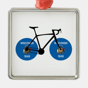 Wisconsin Flag Cycling Ornament Aus Metall