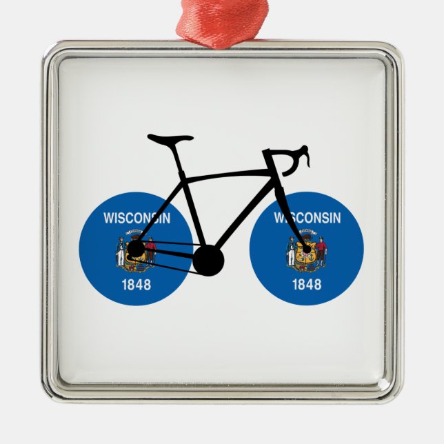 Wisconsin Flag Cycling Ornament Aus Metall (Vorne)